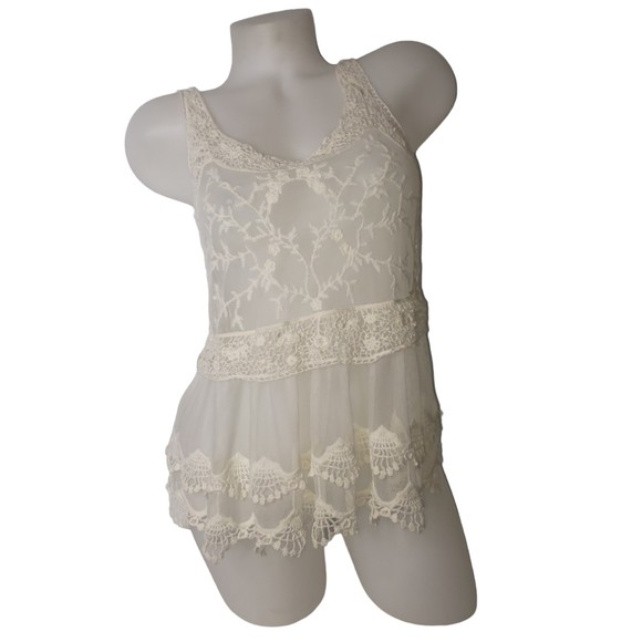 EXPRESS Sheer White Lace Tank Top Size XS - Picture 1 of 6